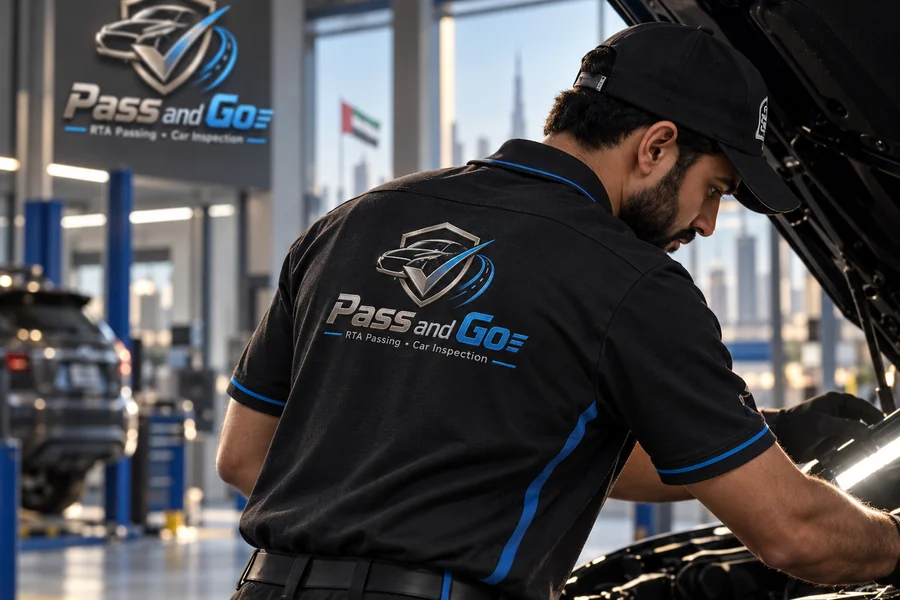 Pass and Go technician coordinating a car garage inspection